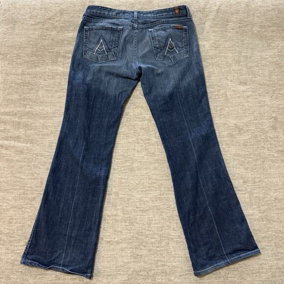 7 For All Mankind Jeans Womens 31 Blue High Waist Boot Cut Distressed Flare - Picture 5 of 7
